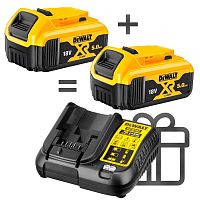 Акционный набор DEWALT: 2 АКБ DCB184, Li-Ion, 18 В, 5 Ач. + З/У DCB107, 12/14.4/18 В, 1.25 A (DCB107-XJ) в ПОДАРОК
