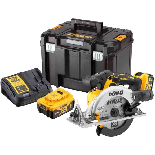 Аккумуляторная дисковая пила DEWALT DCS565P2, 18 В, 165 мм, 4950 об/мин, с 2 АКБ 5 Ач и ЗУ, в кейсе TSTAK (DCS565P2-QW) Аккумуляторная дисковая пила DEWALT DCS565P2, 18 В, 165 мм, 4950 об/мин, с 2 АКБ 5 Ач и ЗУ, в кейсе TSTAK (DCS565P2-QW)