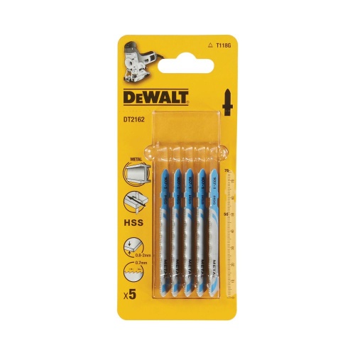 Пилка для лобзика DEWALT DT2162, по металлу HSS 76 x 50 x 0.7 x 2 мм, T118G, 5 шт. Пилка для лобзика DEWALT DT2162, по металлу HSS 76 x 50 x 0.7 x 2 мм, T118G, 5 шт.