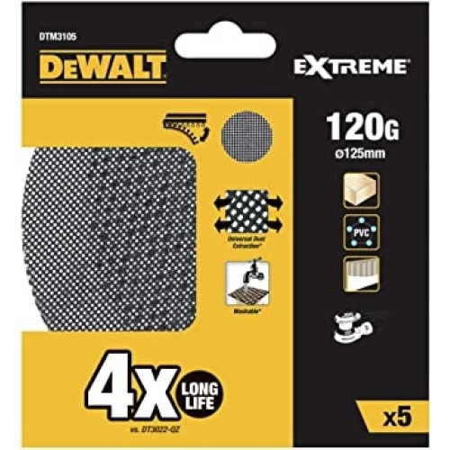 Шлифовальные круги DEWALT DTM3105 для ЭШМ сетка 125мм, 120G, 5шт фото 2 Шлифовальные круги DEWALT DTM3105 для ЭШМ сетка 125мм, 120G, 5шт фото 2