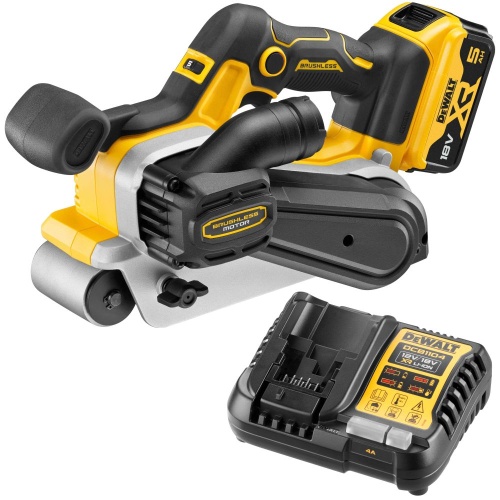 Аккумуляторная ленточная шлифмашина DEWALT DCW220P1, 18 В, 320 м/мин, с АКБ 5 Ач и ЗУ (DCW220P1N-XJ)
