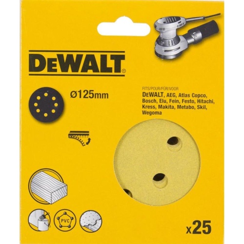 Шлифовальные круги DEWALT DT3117, 125 мм, 8 отверстий, 240G, 25 шт. фото 3 Шлифовальные круги DEWALT DT3117, 125 мм, 8 отверстий, 240G, 25 шт. фото 3