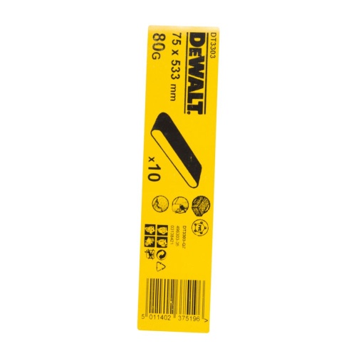 Шлифленты DEWALT DT3303, 75 x 533 мм, 80G, 10 шт. Шлифленты DEWALT DT3303, 75 x 533 мм, 80G, 10 шт.