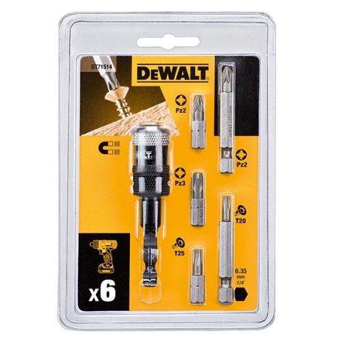Набор бит DEWALT HIGH PERFORMANCE DT71514, с держателем Compact Rapid Load, 6 предметов Набор бит DEWALT HIGH PERFORMANCE DT71514, с держателем Compact Rapid Load, 6 предметов