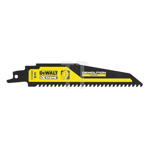 Полотно DEWALT DT20440, для сабельных пил по дереву, карбидные зубья 6TPI 152 мм