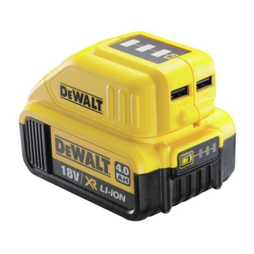 Зарядное устройство для мобильных устройств DEWALT, с 2 портами USB, 10.8-18 В, 1.5 А, (DCB090-XJ) фото 2