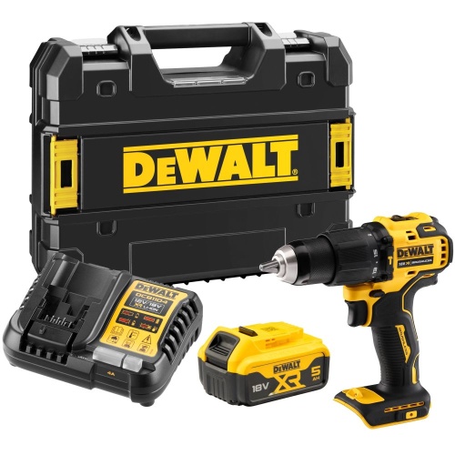 Аккумуляторная ударная дрель-шуруповерт DEWALT DCD709P1T, 18 В, 1650 об/мин, 28050 уд/мин, с АКБ 5 Ач и ЗУ, в кейсе TSTAK (DCD709P1NT-XJ)