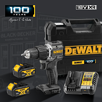 Ударная дрель-шуруповерт DEWALT DCD100M2T, 18 В, 1650 об/мин, 28050 уд/мин, с 2 АКБ 4 Ач и ЗУ, в кейсе TSTAK (DCD100M2T-QW)
