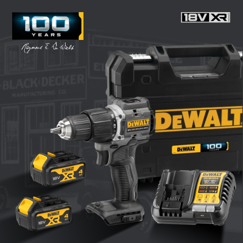 Ударная дрель-шуруповерт DEWALT DCD100M2T, 18 В, 1650 об/мин, 28050 уд/мин, с 2 АКБ 4 Ач и ЗУ, в кейсе TSTAK (DCD100M2T-QW)