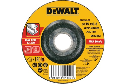 Круг зачистной по металлу EXTREME (115x22.2x6.3 мм) DEWALT DT43916-QZ