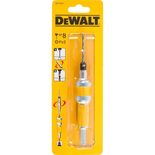 Быстросменный узел DEWALT DT7601, хвостовик, бита Pz2, пилотное сверло с зенкером для шурупов толщиной 4 мм, Flip&Drive Быстросменный узел DEWALT DT7601, хвостовик, бита Pz2, пилотное сверло с зенкером для шурупов толщиной 4 мм, Flip&Drive