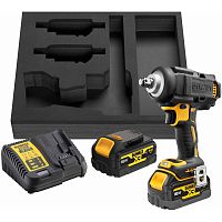 Аккумуляторный гайковерт DEWALT DCF891P2G, 18 В, 1084 Нм, 3250 уд/мин, с 2 АКБ 5 Ач и ЗУ, в чехле (DCF891P2G-QW)