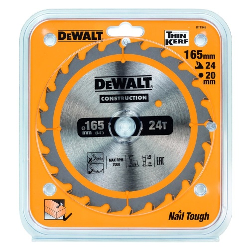Диск пильный по дереву DEWALT CONSTRUCTION, 165х20х1 мм (DT1949-QZ) Диск пильный по дереву DEWALT CONSTRUCTION, 165х20х1 мм (DT1949-QZ)