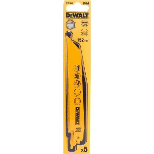 Полотно DEWALT DT2384, по металлу для сабельных пил биметаллическое, BiM, 152 x 1.4 мм. S922EF, 5 шт. Полотно DEWALT DT2384, по металлу для сабельных пил биметаллическое, BiM, 152 x 1.4 мм. S922EF, 5 шт.