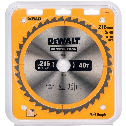 Диск пильный по дереву DEWALT CONSTRUCTION, 216х30х1.7 мм (DT1953-QZ)
