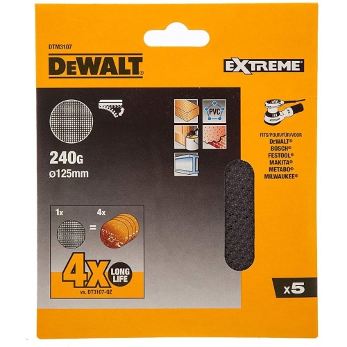Шлифовальные круги DEWALT DTM3107 для ЭШМ сетка 125мм, 240G, 5шт фото 2