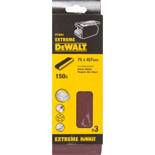 Шлифленты DEWALT DT3644, 75 x 457 мм, 150G, 3 шт. Шлифленты DEWALT DT3644, 75 x 457 мм, 150G, 3 шт.