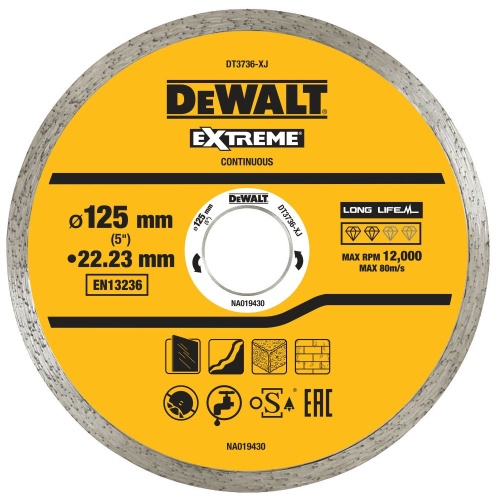 Диск алмазный DEWALT сплошной по керамике 125х22.2мм (DT3736-XJ) фото 2