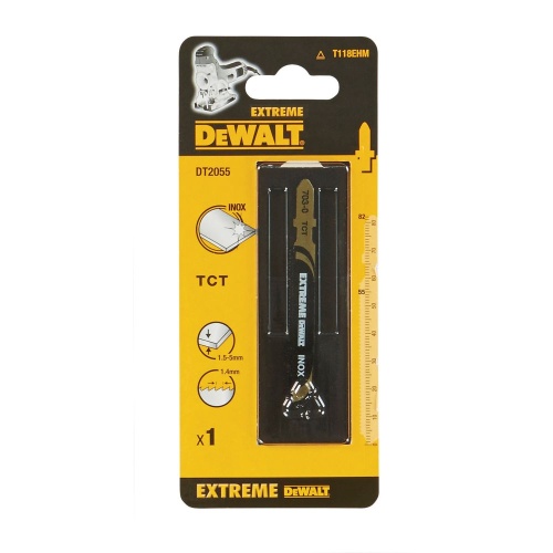Пилка для лобзика DEWALT EXTREME DT2055 по металлу, INOX HM Карбид вольфрамовые зубья, (TCT). 82 x 55 x 1.4 x 5 мм, T118EHM, 1 шт. Пилка для лобзика DEWALT EXTREME DT2055 по металлу, INOX HM Карбид вольфрамовые зубья, (TCT). 82 x 55 x 1.4 x 5 мм, T118EHM, 1 шт.