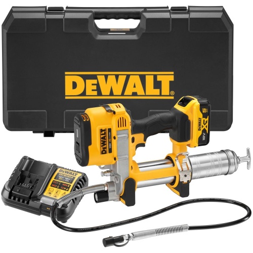 Аккумуляторный смазочный пистолет DEWALT DCGG571P1K, 18 В, 690 бар, с АКБ 5 Ач и ЗУ, в кейсе (DCGG571P1NK-XJ) Аккумуляторный смазочный пистолет DEWALT DCGG571P1K, 18 В, 690 бар, с АКБ 5 Ач и ЗУ, в кейсе (DCGG571P1NK-XJ)