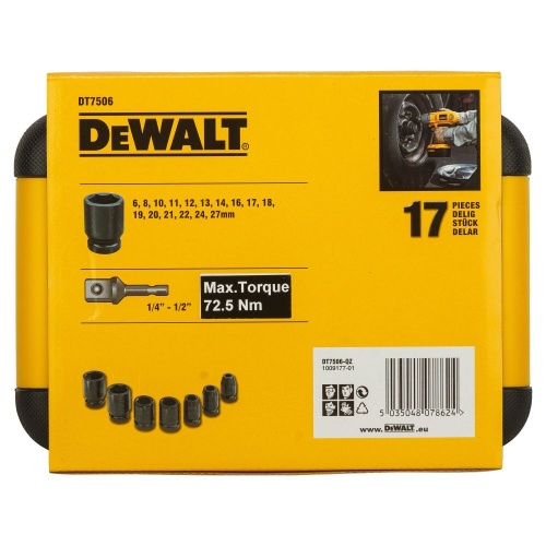 Набор торцевых головок DEWALT DT7506, 17 предметов в боксе фото 3