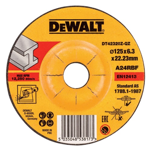 Круг обдирочный по металлу DEWALT DT42320Z, STANDARD, 125 x 6.3 мм Круг обдирочный по металлу DEWALT DT42320Z, STANDARD, 125 x 6.3 мм