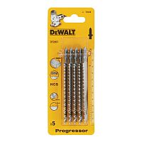 Пилка для лобзика DEWALT DT2057, по дереву из высокоуглеродистой стали, HCS, 116 x 91 x 2-3 x 65 мм, T234X, 5 шт.