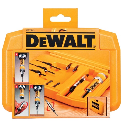 Набор пилотных сверл с зенкерами DEWALT DT7612, Flip&Drive по дереву мм, 12 шт. (DT7612-XJ) Набор пилотных сверл с зенкерами DEWALT DT7612, Flip&Drive по дереву мм, 12 шт. (DT7612-XJ)