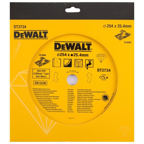Отрезной алмазный диск DEWALT DT3734, по бетону/граниту, 254х25.4х1.6 мм (DT3734-XJ) фото 5 Отрезной алмазный диск DEWALT DT3734, по бетону/граниту, 254х25.4х1.6 мм (DT3734-XJ) фото 5
