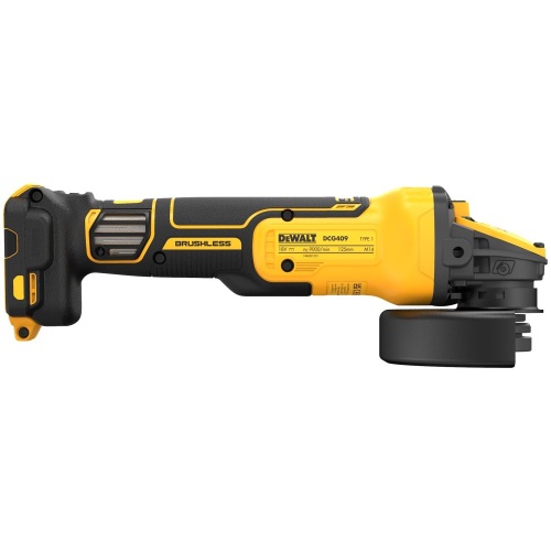 Аккумуляторная угловая шлифмашина DEWALT DCG409T1, 18/54 В, 125 мм, 9000 об/мин, с АКБ 6 Ач и ЗУ, в кейсе TSTAK (DCG409T1-QW) фото 6