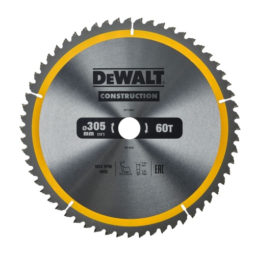 Диск пильный по дереву DEWALT CONSTRUCTION, 305х30х2 мм (DT1960-QZ) фото 2