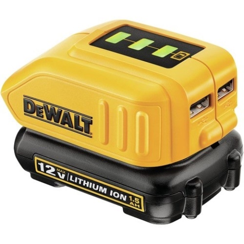 Зарядное устройство для мобильных устройств DEWALT, с 2 портами USB, 10.8-18 В, 1.5 А, (DCB090-XJ)