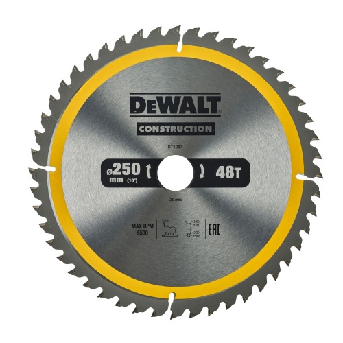 Диск пильный по дереву DEWALT CONSTRUCTION, 250х30х2 мм (DT1957-QZ) фото 2 Диск пильный по дереву DEWALT CONSTRUCTION, 250х30х2 мм (DT1957-QZ) фото 2