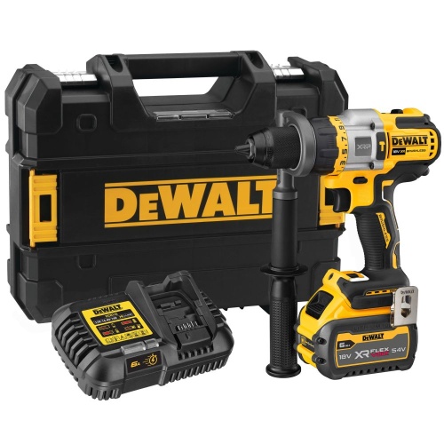 Ударная дрель-шуруповерт DEWALT DCD999T1, 18 В, 2250 об/мин, 38250 уд/мин, с АКБ 6 Ач и ЗУ, в кейсе TSTAK (DCD999N1T-QW)