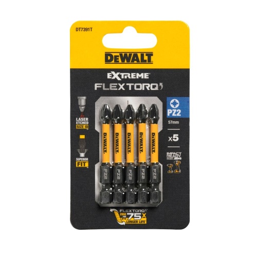 Бита DEWALT PZ2, 57 мм, HEX, 5 шт. (DT7391T-QZ)