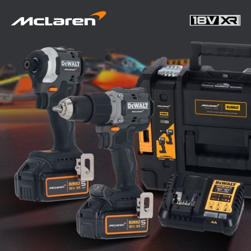 Аккумуляторный набор DEWALT McLaren Limited Edition DCK200MP2T: дрель-шуруповерт + шуруповерт, с 2 АКБ 5 Ач и ЗУ, в кейсе TSTAK Аккумуляторный набор DEWALT McLaren Limited Edition DCK200MP2T: дрель-шуруповерт + шуруповерт, с 2 АКБ 5 Ач и ЗУ, в кейсе TSTAK