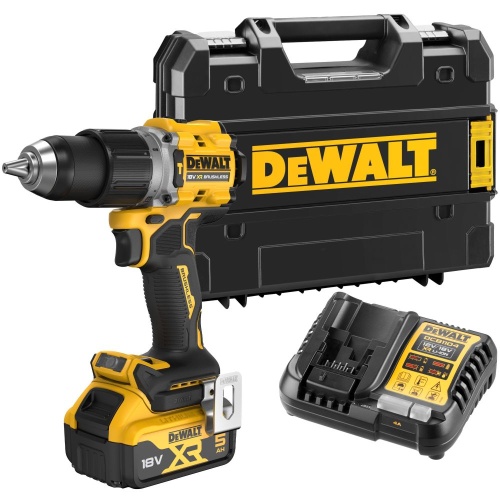 Аккумуляторная ударная дрель-шуруповерт DEWALT DCD805P1T, 18 В, 2000 об/мин, 34000 уд/мин, с АКБ 5 Ач и ЗУ, в кейсе TSTAK (DCD805P1NT-XJ)