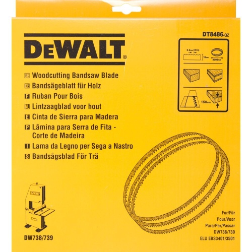 Полотно DEWALT DT8486, по древесине, ламинату и пластику для ленточной пилы DW738 или DW739 Полотно DEWALT DT8486, по древесине, ламинату и пластику для ленточной пилы DW738 или DW739
