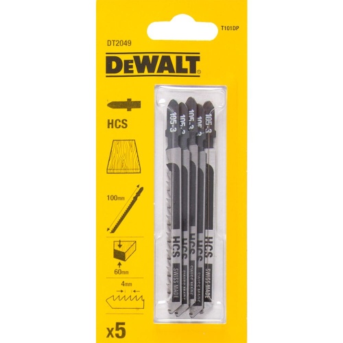 Пилка для лобзика DEWALT DT2049, по дереву из высокоуглеродистой стали, HCS, 100 x 68 x 4.0 x 60 мм, T101DP, 5 шт. Пилка для лобзика DEWALT DT2049, по дереву из высокоуглеродистой стали, HCS, 100 x 68 x 4.0 x 60 мм, T101DP, 5 шт.
