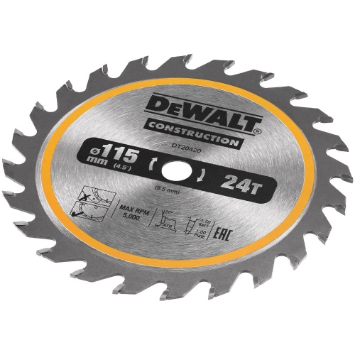 Диск пильный по дереву DEWALT CONSTRUCTION, 115х9.5х1.5 мм (DT20420-QZ) фото 5