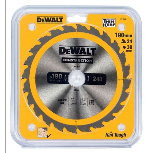 Диск пильный по дереву DEWALT CONSTRUCTION, 190х30х1.7 мм (DT1944-QZ) фото 2