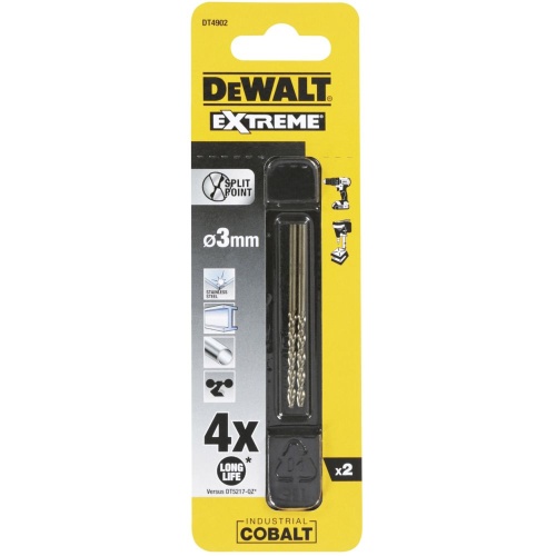 Сверло DEWALT DT4902, по металлу COBALT 5%, 3 x 61 x 33 мм, 2 шт. фото 2 Сверло DEWALT DT4902, по металлу COBALT 5%, 3 x 61 x 33 мм, 2 шт. фото 2