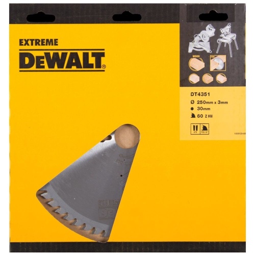 Пильный диск DEWALT EXTREME WORKSHOP DT4351, 250/30 мм. Пильный диск DEWALT EXTREME WORKSHOP DT4351, 250/30 мм.