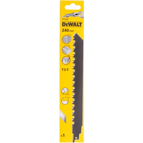 Полотно DEWALT DT2420, с карбид-вольфрамовыми зубьями для сабельной пилы S1543HM 240 мм