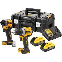Аккумуляторный набор DEWALT DCK2051H2T, 18 В: дрель-шуруповерт DCD800 + шуруповерт DCF850, с 2 АКБ 5 Ач и ЗУ, в кейсе TSTAK (DCK2051H2T-QW)