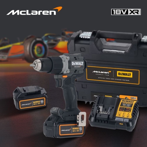 Ударная дрель-шуруповерт DEWALT McLaren Limited Edition DCD85MP2T, 18 В, 2000 об/мин, с 2 АКБ 5 Ач и ЗУ, в кейсе TSTAK (DCD85MP2T-QW)