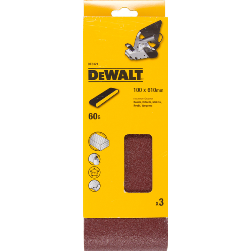 Лента шлифовальная DEWALT DT3321-QZ P60 100х610 мм 3 штуки