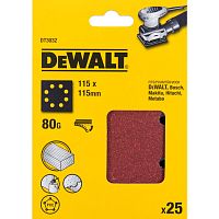 Шлифлисты перфорированные DEWALT DT3032, 115 x 115 мм, 80G, 25 шт.