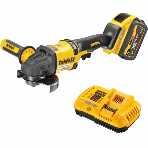 Аккумуляторная угловая шлифмашина DEWALT DCG418Y1, 54 В, 125 мм, 9000 об/мин, с АКБ 2 Ач и ЗУ (DCG418Y1N-XJ)