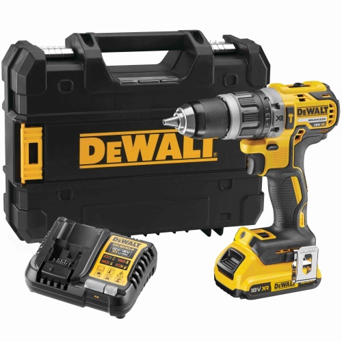 Аккумуляторная ударная дрель-шуруповерт DEWALT DCD796D1T, 18 В, 2000 об/мин, 34000 уд/мин, с АКБ 2 Ач и ЗУ, в кейсе TSTAK (DCD796D1NT-XJ)